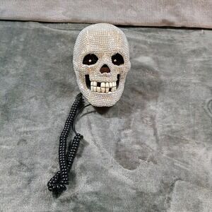 Rhinestone Skull Novelty Telephone Crystal Bedazzled Corded Landline Phone Decor